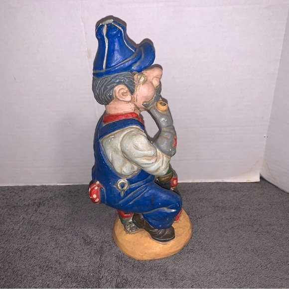 Vtg 1970's Miniature Train Conductor w/ Timepiece Chalkware Statue 10.5" - Picture 4 of 7